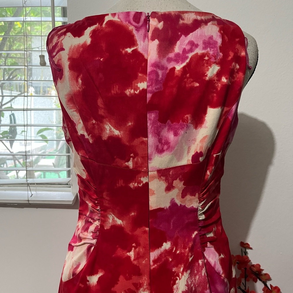 Adrianna Papell Red and White Floral Midi Dress - Picture 5 of 8